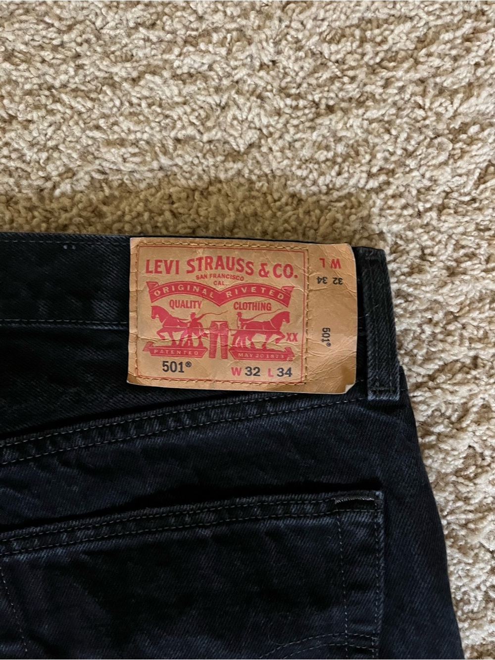 Levi's 501 Men's Black Straight Jeans 32 x 34